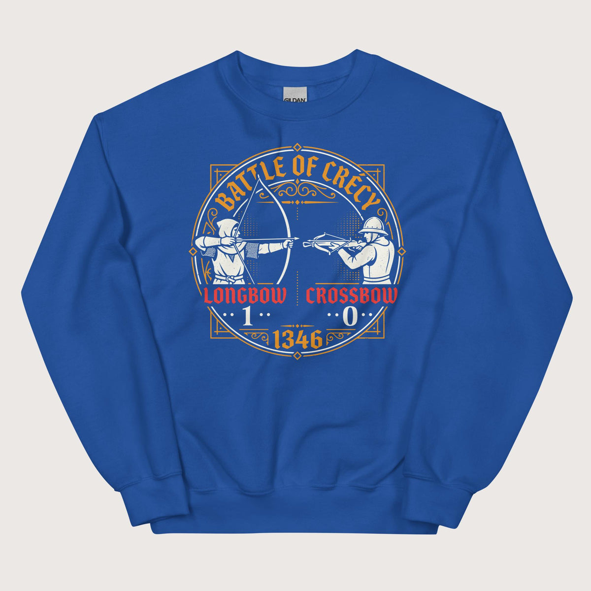 Royal Battle of Crécy Longbow vs Crossbow Sweatshirt - history buff gift by HistoHead