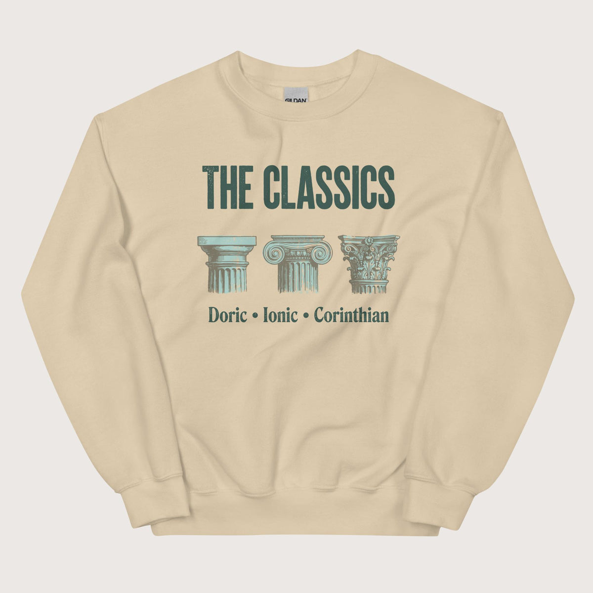 Sand The Classics Doric Ionic Corinthian Sweatshirt - history buff gift by HistoHead