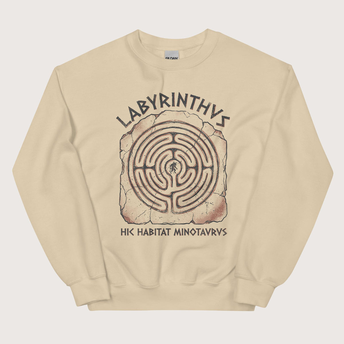 Sand Labyrinthus Here Lives Minotaur Sweatshirt - history buff gift by HistoHead