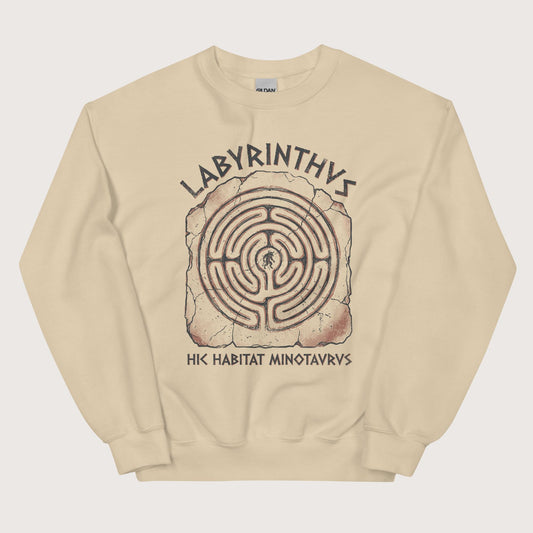 Sand Labyrinthus Here Lives Minotaur Sweatshirt - history buff gift by HistoHead