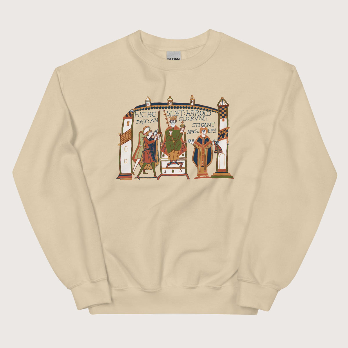 Sand Here Sits Throned Harold King of the English Bayeux Tapestry Sweatshirt - history buff gift by HistoHead