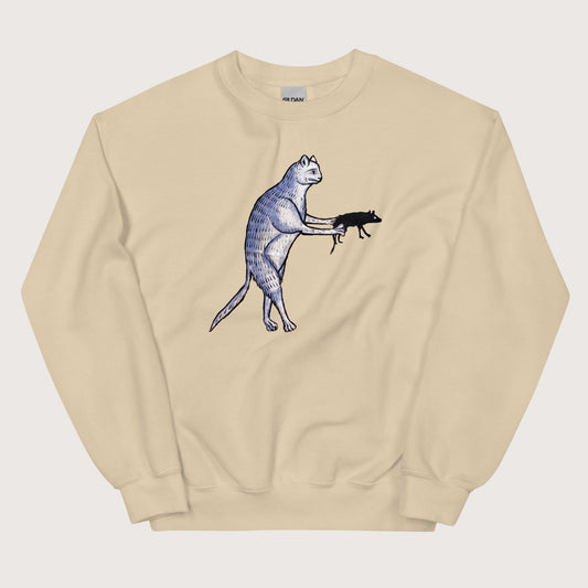 Sand Weird Medieval Cat's Mouse-Gun Sweatshirt - history buff gift by HistoHead