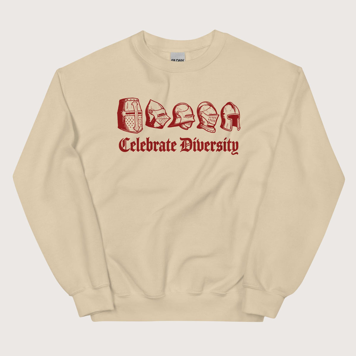 Sand Celebrate Diversity Medieval Helmets Edition Sweatshirt - history buff gift by HistoHead