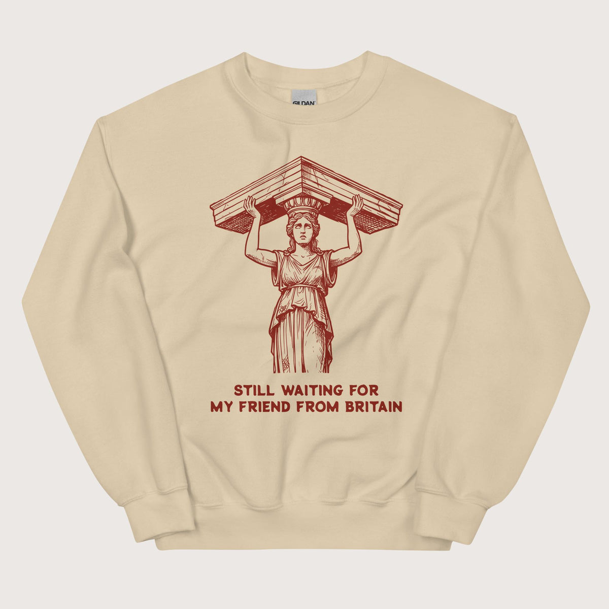Sand Caryatid Waiting for Her Friend Sweatshirt - history buff gift by HistoHead