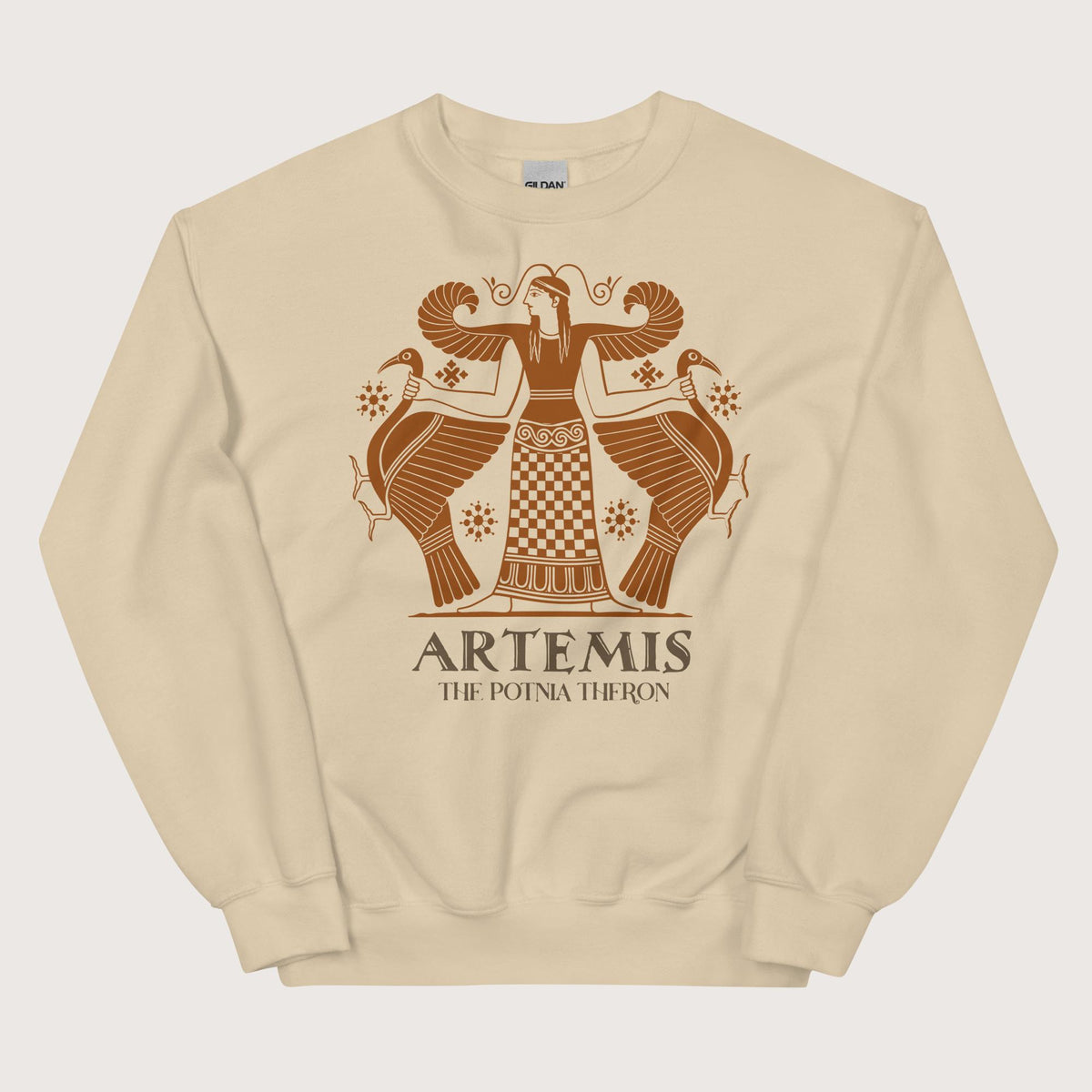 Sand Artemis the Potnia Theron Pottery Art Sweatshirt - history buff gift by HistoHead