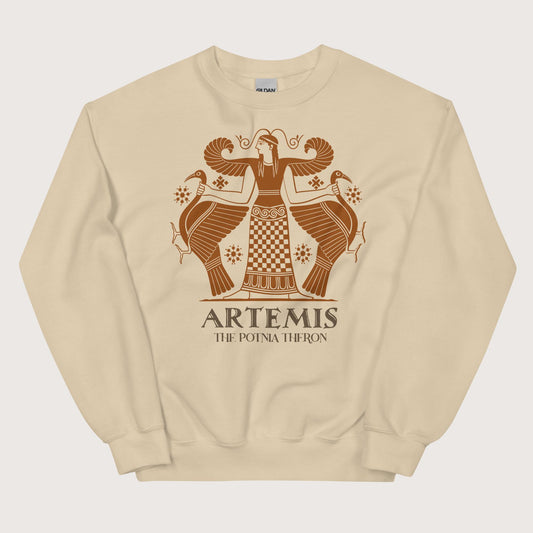 Sand Artemis the Potnia Theron Pottery Art Sweatshirt - history buff gift by HistoHead