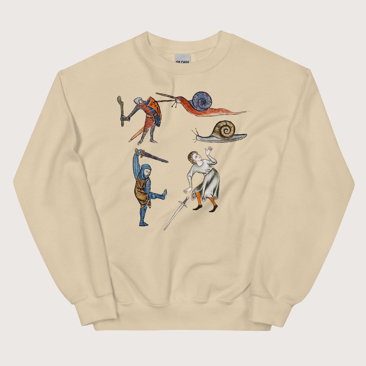 Sand Medieval Marginalia Snail Enemy Sweatshirt - history buff gift by HistoHead