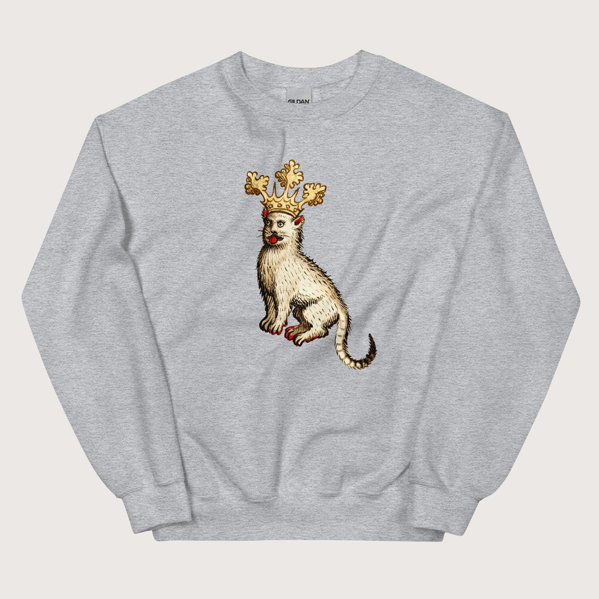Sport Grey Medieval Cat King Sweatshirt - history buff gift by HistoHead