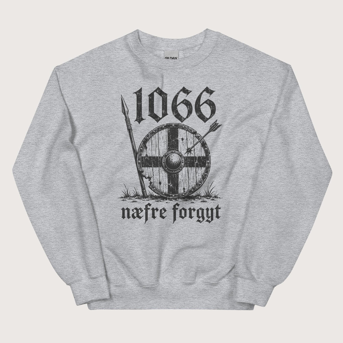 Sport Grey 1066 Never Forget in Old English Sweatshirt - history buff gift by HistoHead