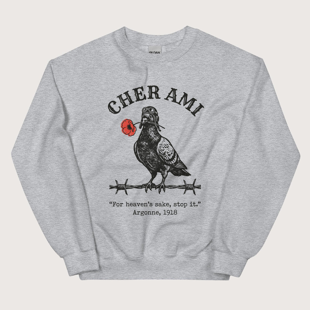 Sport Grey Cher Ami Sweatshirt - history buff gift by HistoHead