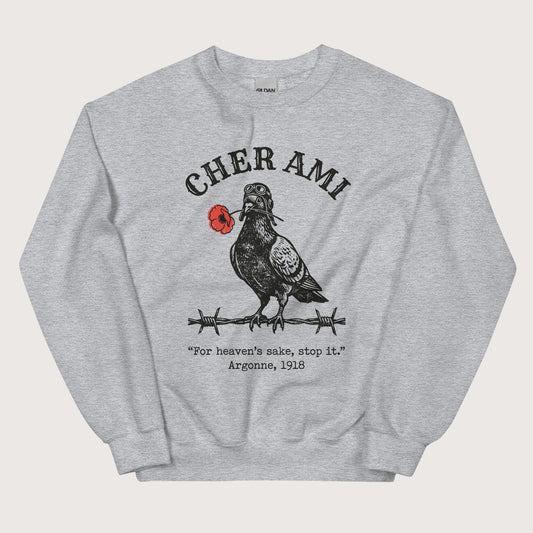 Sport Grey Cher Ami Sweatshirt - history buff gift by HistoHead