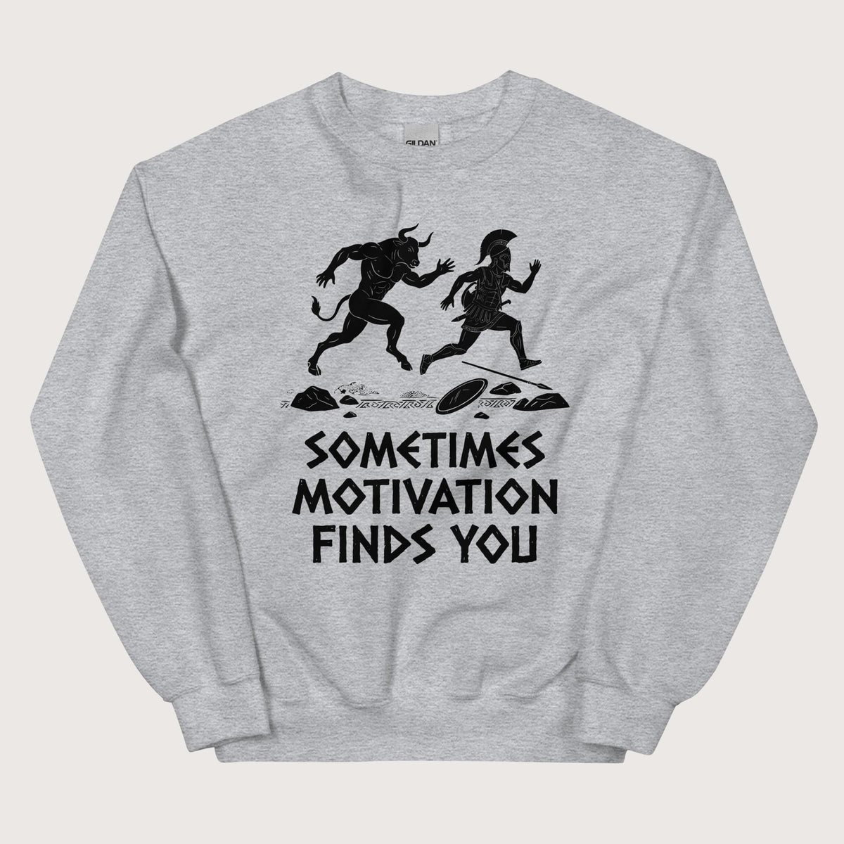 Sport Grey Motivation Finds You Minotaur Edition Sweatshirt - history buff gift by HistoHead