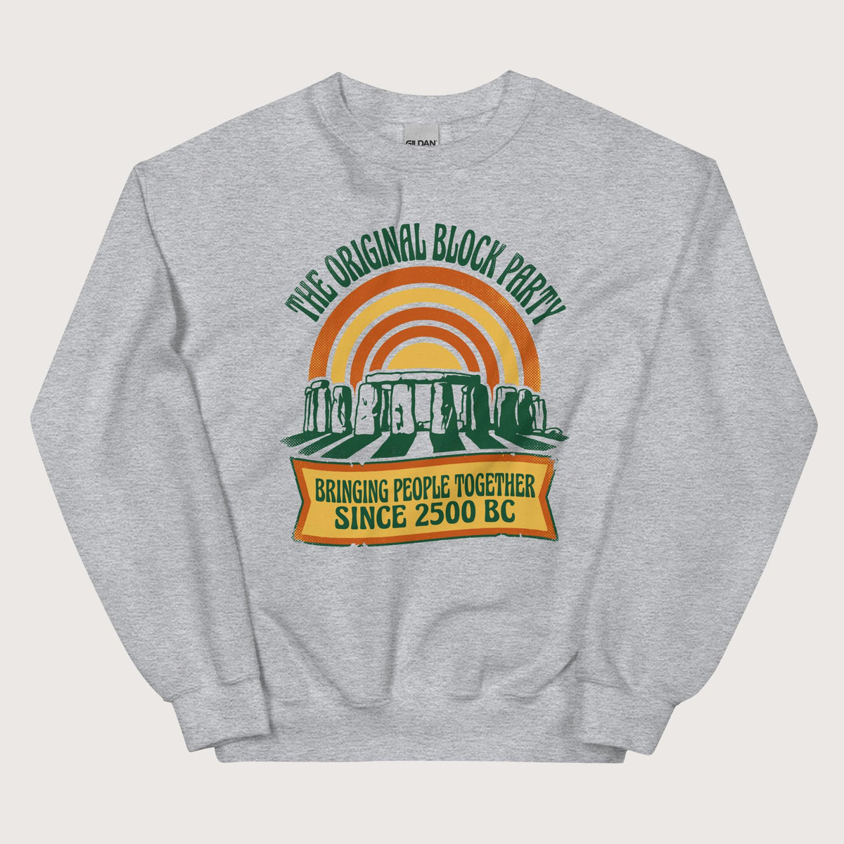 Sport Grey Stonehenge Block Party Sweatshirt - history buff gift by HistoHead