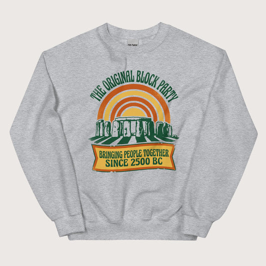 Sport Grey Stonehenge Block Party Sweatshirt - history buff gift by HistoHead
