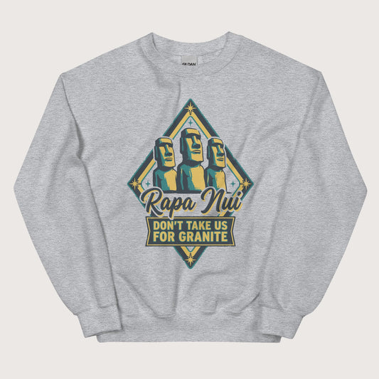 Sport Grey Rapa Nui Moai Sweatshirt - history buff gift by HistoHead