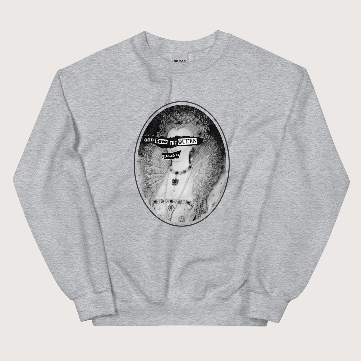 Sport Grey God Save the Queen Elizabeth I Sweatshirt - history buff gift by HistoHead