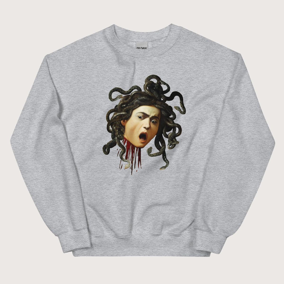 Sport Grey Medusa by Caravaggio Sweatshirt - history buff gift by HistoHead
