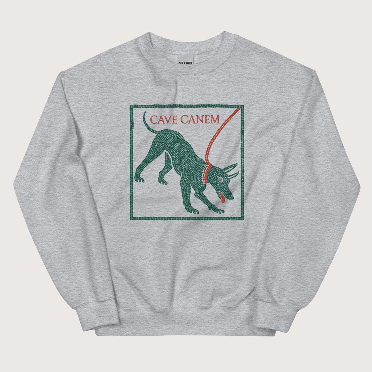 Sport Grey Cave Canem Pompeii Mosaic Sweatshirt - history buff gift by HistoHead