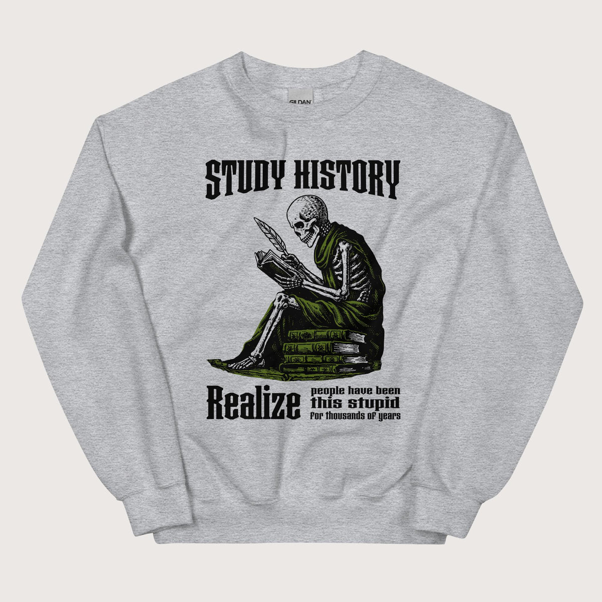 Sport Grey Study History Sweatshirt - history buff gift by HistoHead