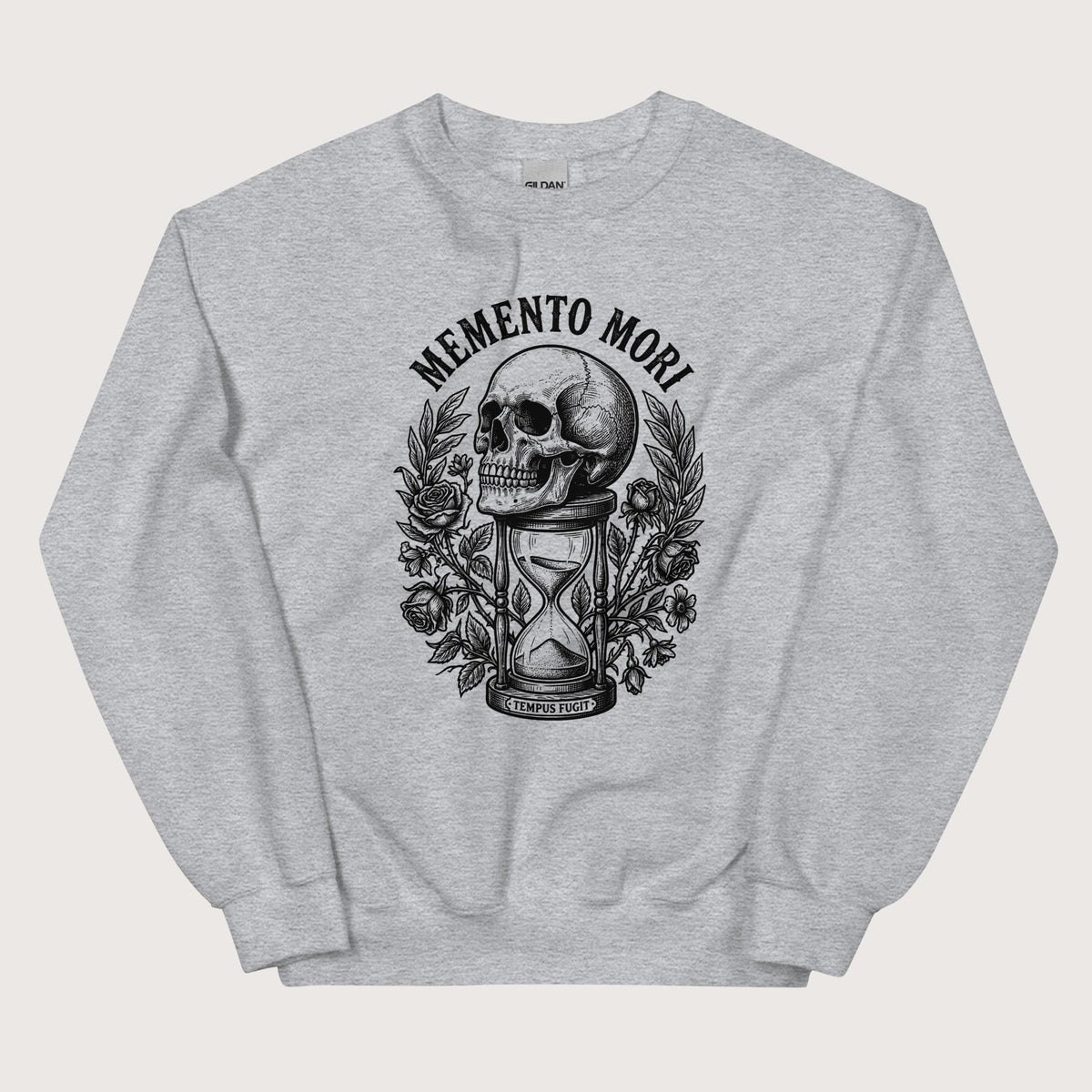 Sport Grey Memento Mori Tempus Fugit Sweatshirt - history buff gift by HistoHead