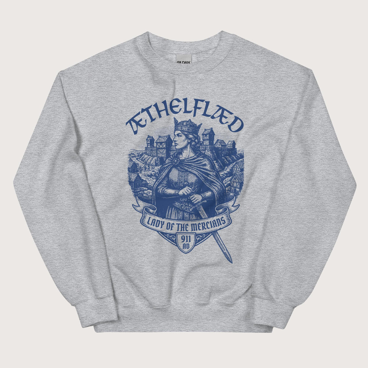 Sport Grey Æthelflæd Lady of the Mercians Sweatshirt - history buff gift by HistoHead