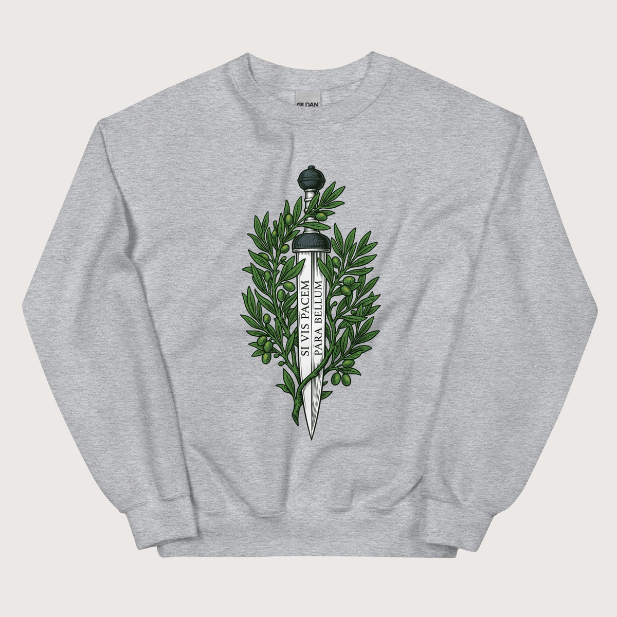 Sport Grey Si Vis Pacem Para Bellum Latin Phrase Sweatshirt - history buff gift by HistoHead