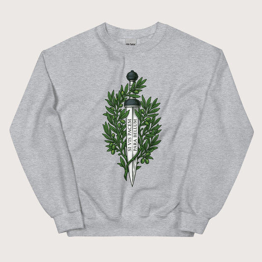 Sport Grey Si Vis Pacem Para Bellum Latin Phrase Sweatshirt - history buff gift by HistoHead