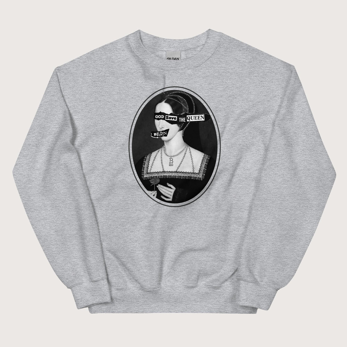 Sport Grey God Save the Queen Anne Boleyn Sweatshirt - history buff gift by HistoHead