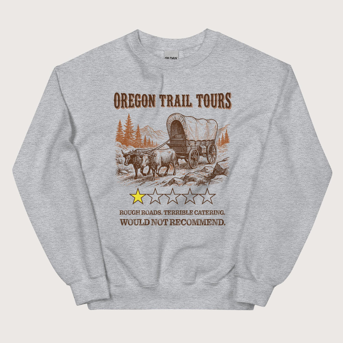 Sport Grey Oregon Trail Tours Review Sweatshirt - history buff gift by HistoHead