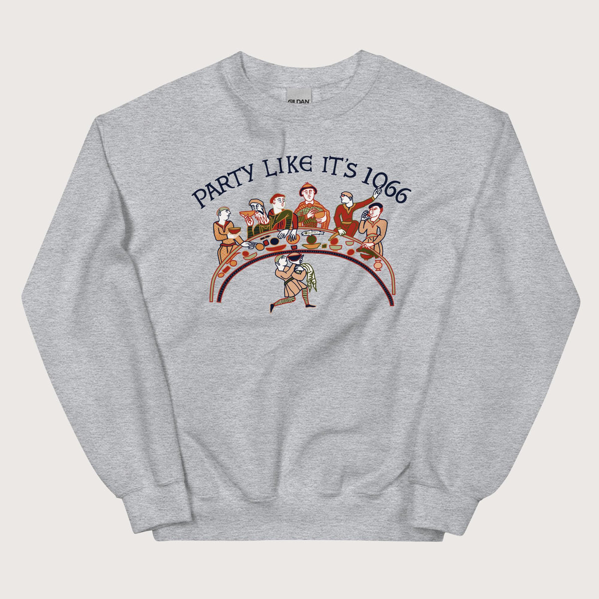 Sport Grey Bayeux Tapestry Party Like It's 1066 Sweatshirt - history buff gift by HistoHead