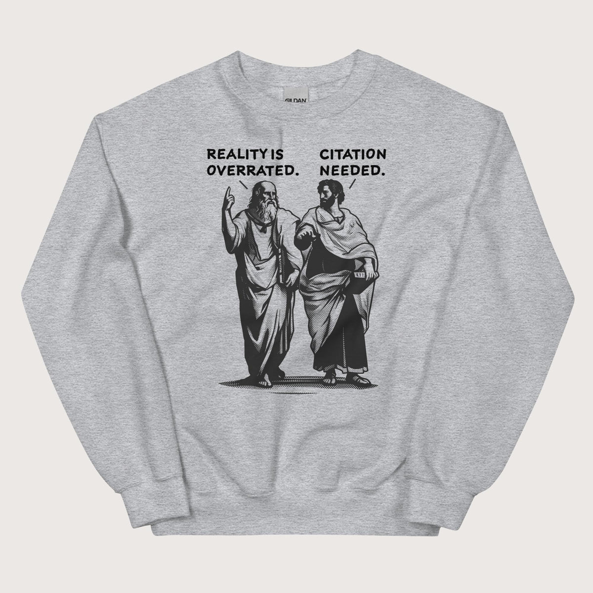 Sport Grey Plato & Aristotle Debate Sweatshirt - history buff gift by HistoHead