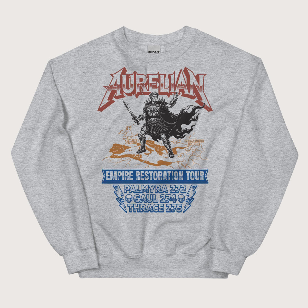 Sport Grey Aurelian Empire Restoration Tour Sweatshirt - history buff gift by HistoHead