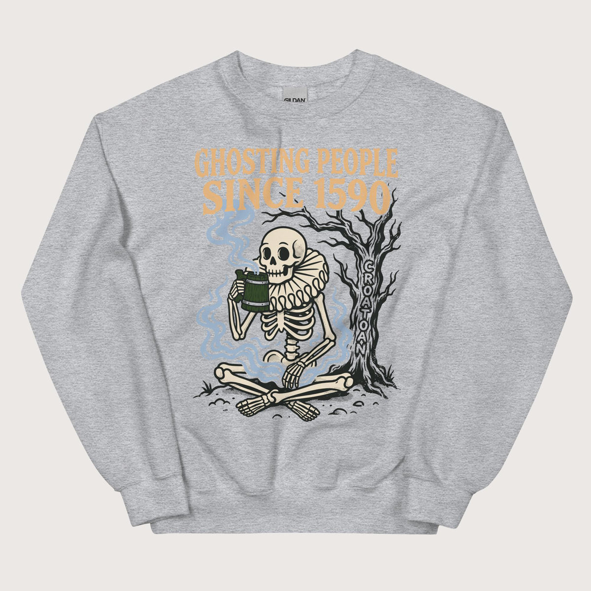 Sport Grey Roanoke Colony Ghosting Since 1590 Sweatshirt - history buff gift by HistoHead