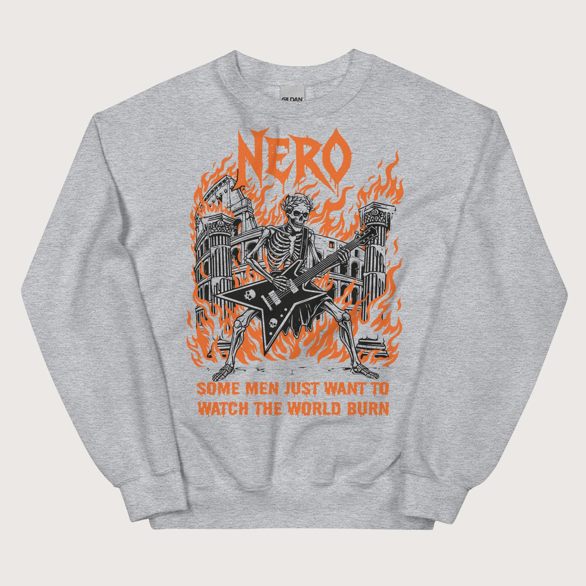 Sport Grey Nero Watch the World Burn Sweatshirt - history buff gift by HistoHead