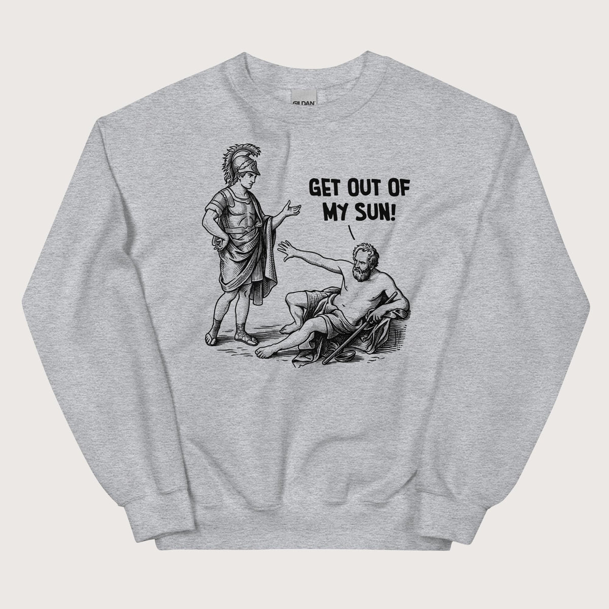 Sport Grey Diogenes: Get Out of My Sun Sweatshirt - history buff gift by HistoHead