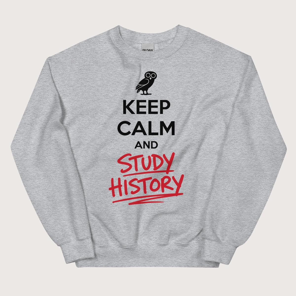 Sport Grey Keep Calm and Study History Sweatshirt - history buff gift by HistoHead