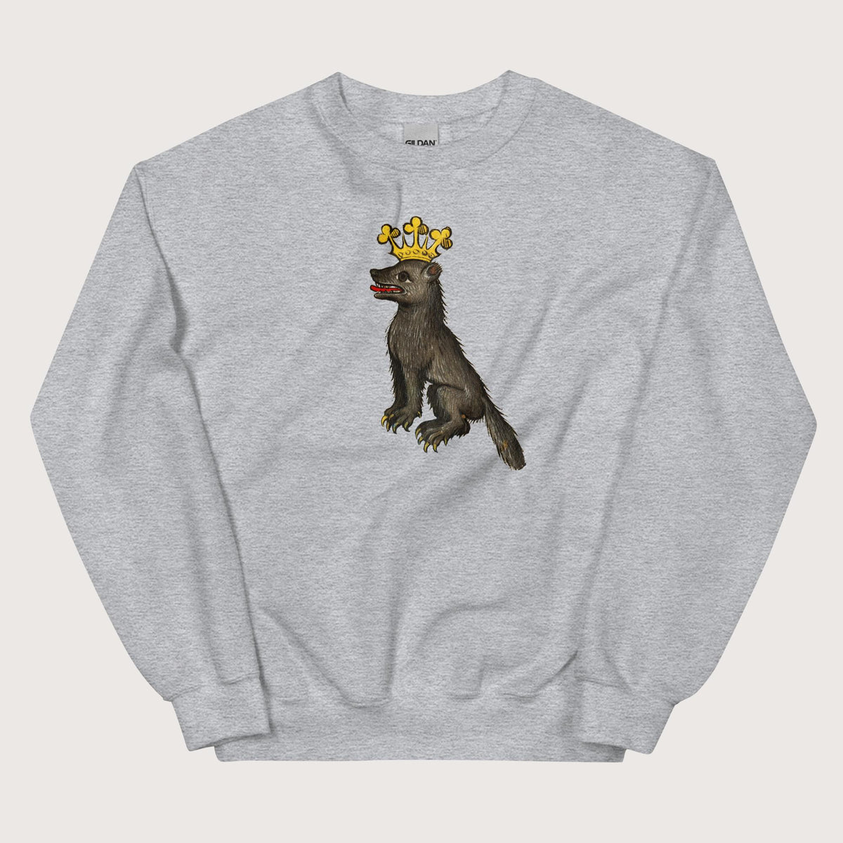 Sport Grey Medieval Wolf King Sweatshirt - history buff gift by HistoHead