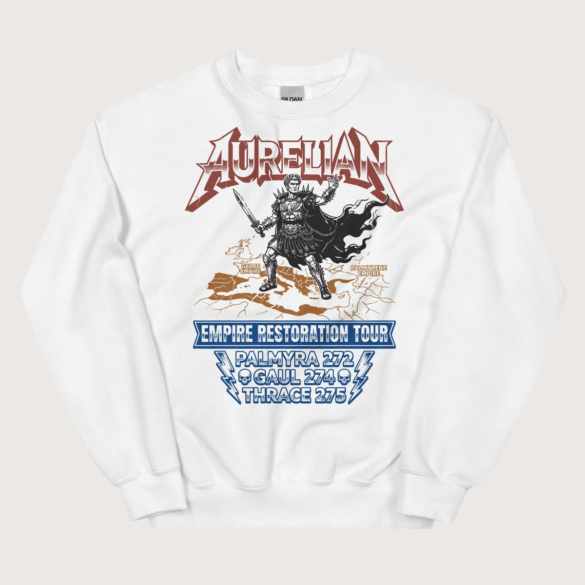 White Aurelian Empire Restoration Tour Sweatshirt - history buff gift by HistoHead