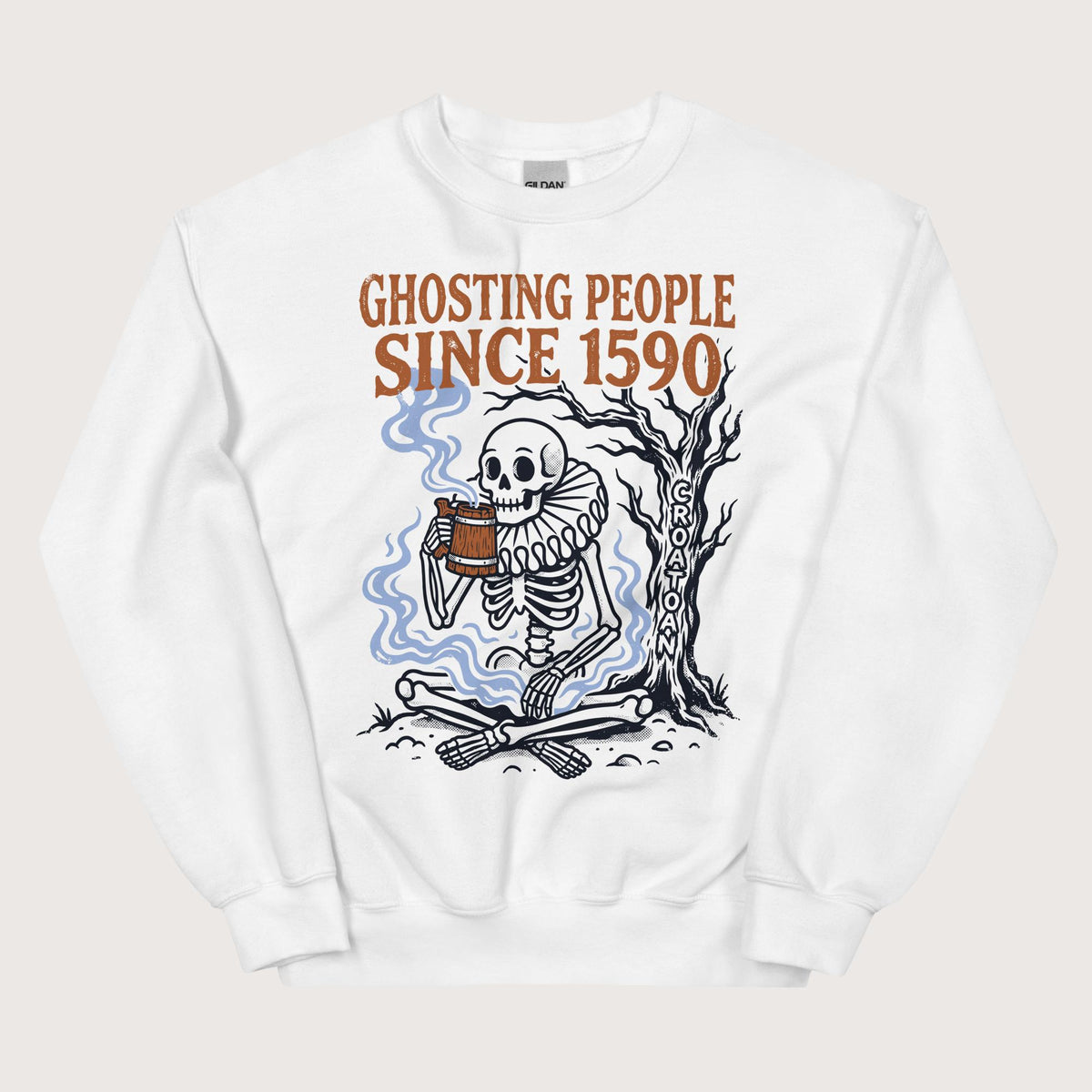 White Roanoke Colony Ghosting Since 1590 Sweatshirt - history buff gift by HistoHead