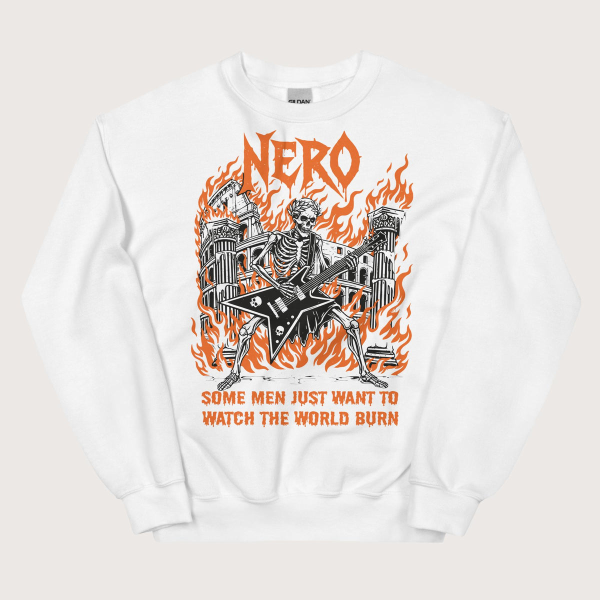 White Nero Watch the World Burn Sweatshirt - history buff gift by HistoHead