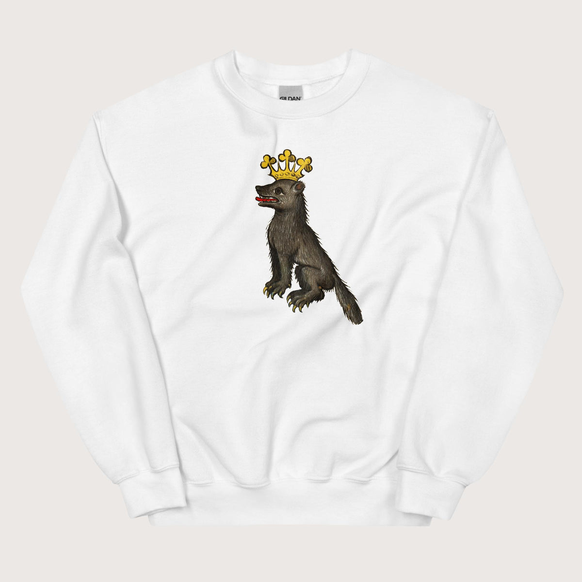 White Medieval Wolf King Sweatshirt - history buff gift by HistoHead