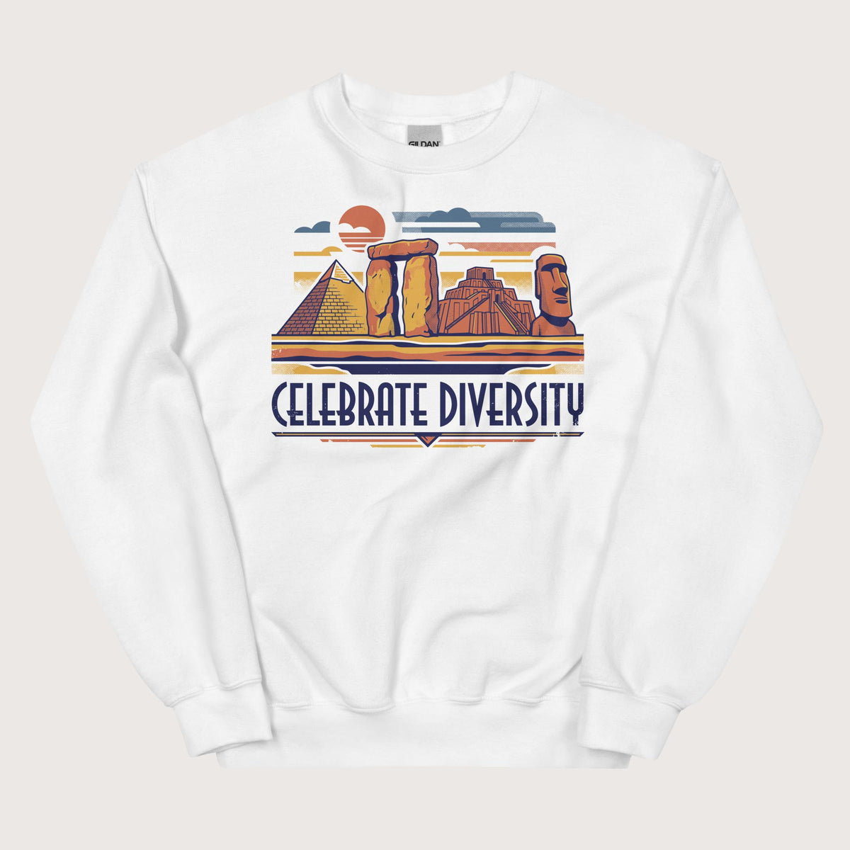 White Celebrate Diversity Stone Wonders Sweatshirt - history buff gift by HistoHead