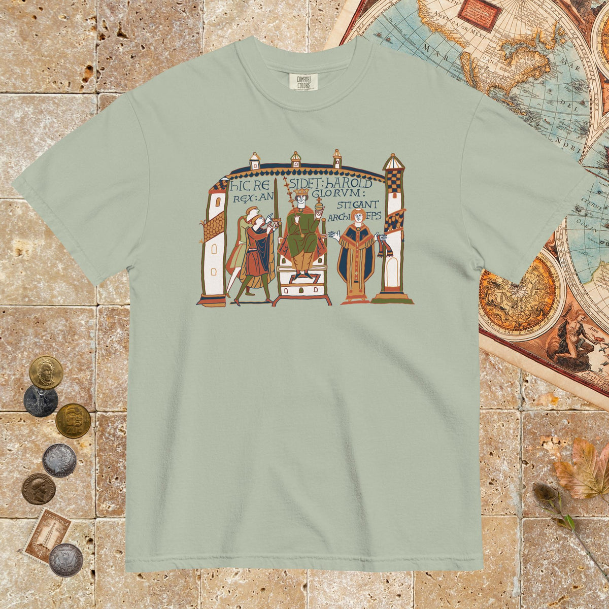 Bay Here Sits Throned Harold King of the English Bayeux Tapestry - Premium Tee - history buff gift by HistoHead