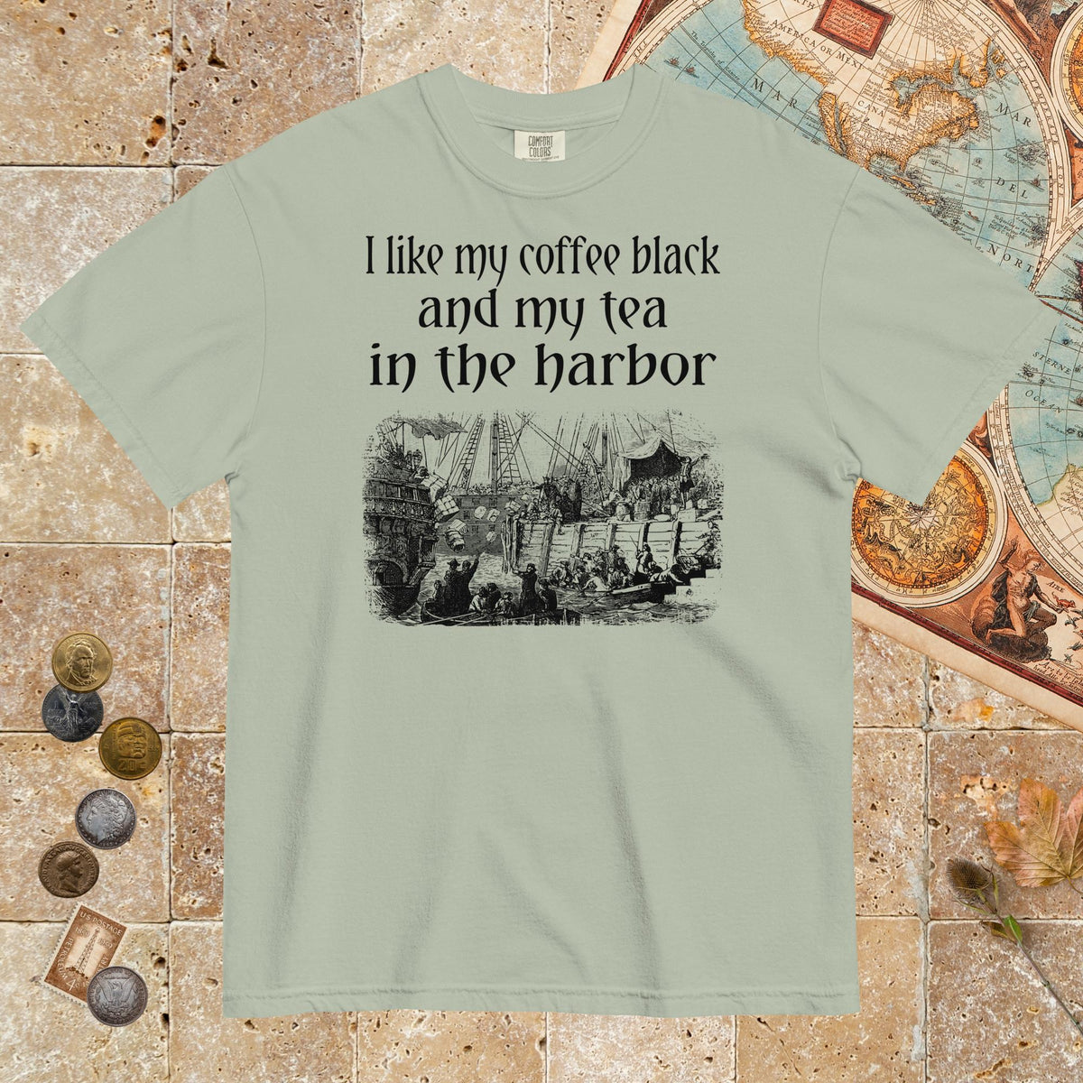 Bay Coffee Black Tea in the Harbor - Premium Tee - history buff gift by HistoHead