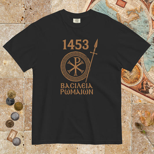 Black 1453 Empire of the Romans in Greek - Premium Tee - history buff gift by HistoHead