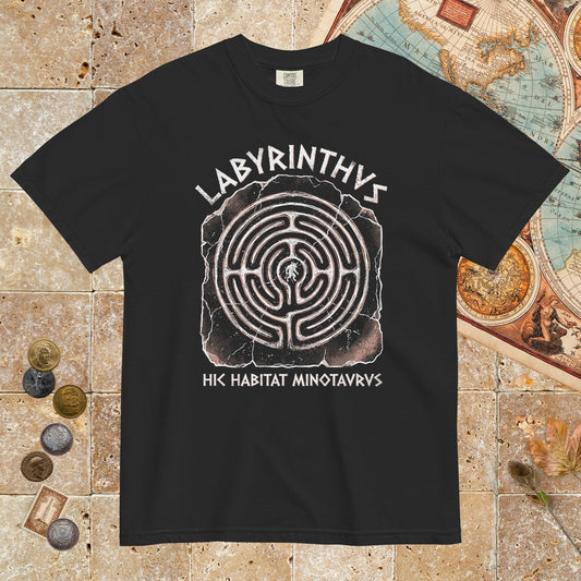 Black Labyrinthus Here Lives Minotaur - Premium Tee - history buff gift by HistoHead