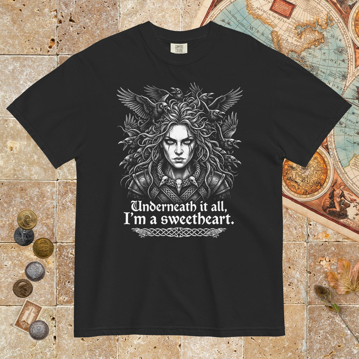 Black The Morrigan Underneath I'm a Sweetheart - Premium Tee - history buff gift by HistoHead