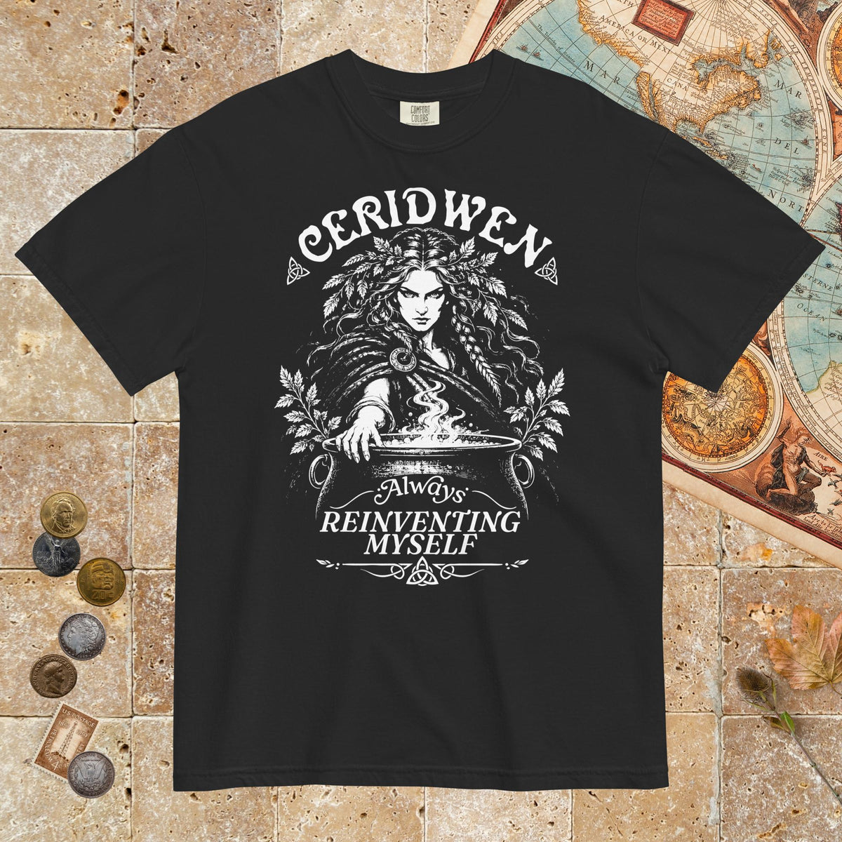 Black Ceridwen Always Reinventing Myself - Premium Tee - history buff gift by HistoHead