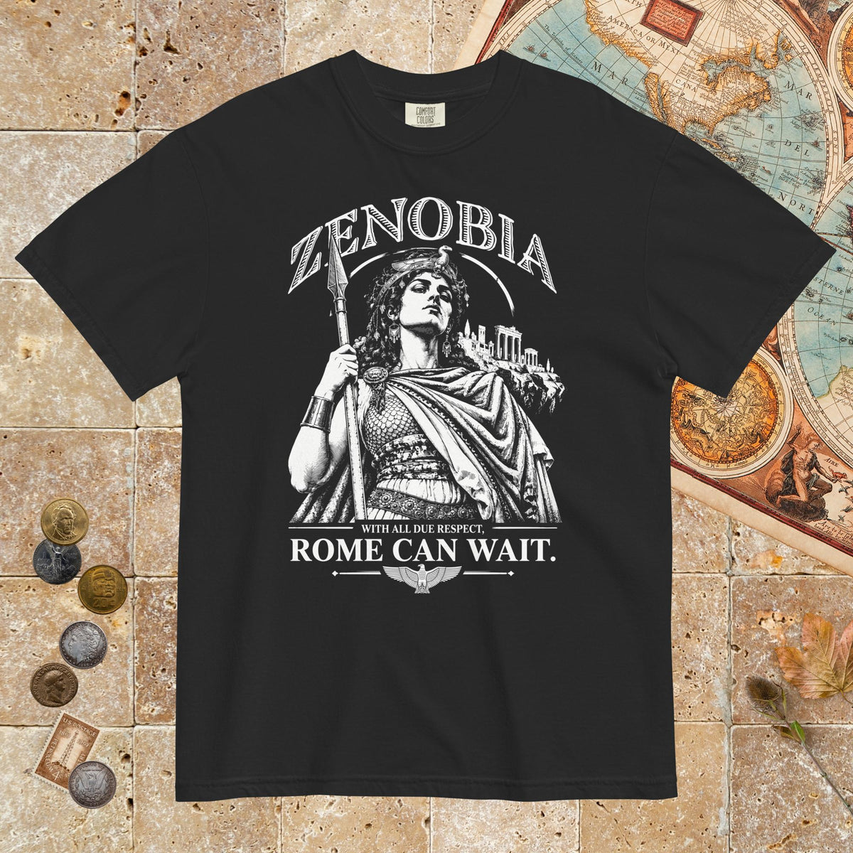 Black Zenobia With All Due Respect Rome Can Wait - Premium Tee - history buff gift by HistoHead