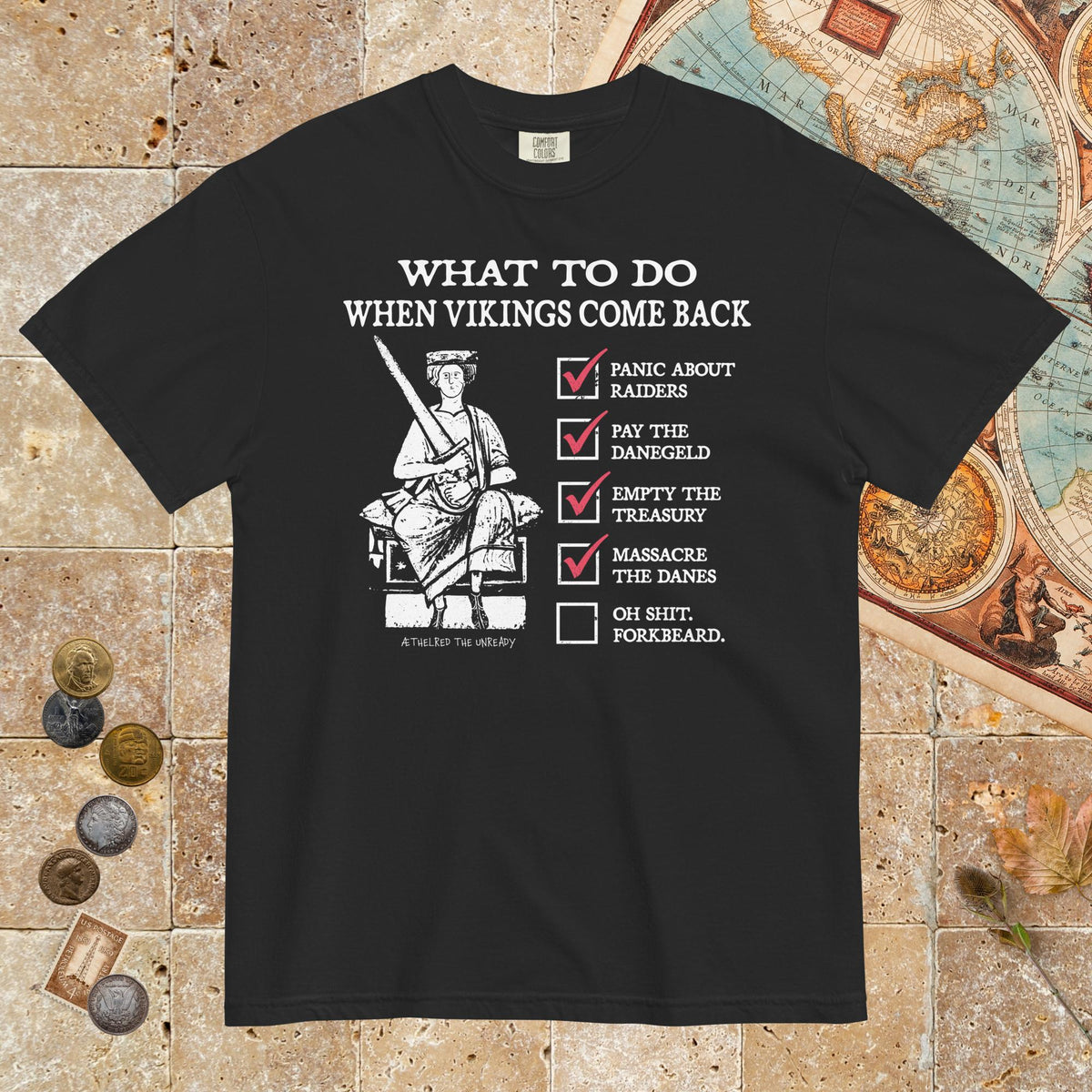 Black Æthelred the Unready Viking Raid Survival Guide - Premium Tee - history buff gift by HistoHead
